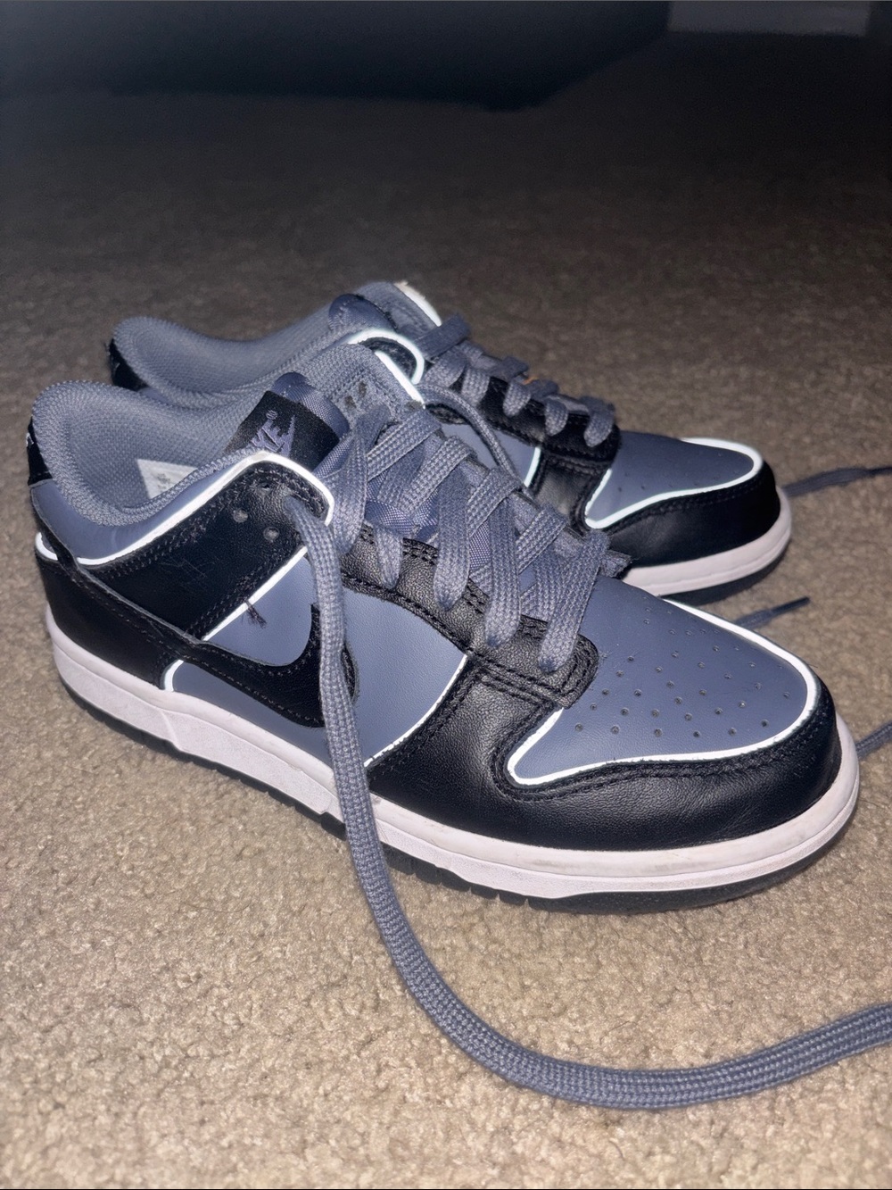 Boys Nike Dunk Casual Low-Top Sneakers in Navy and Black